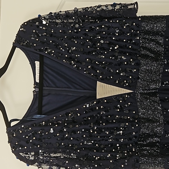 Mac DuggalEmbellished V-neck Column Gown - Picture 4 of 7